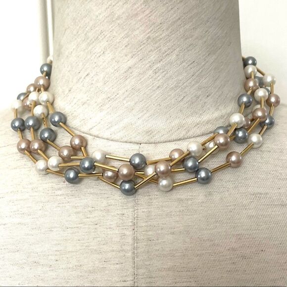Avon faux Pearl multi strand necklace - Picture 1 of 12